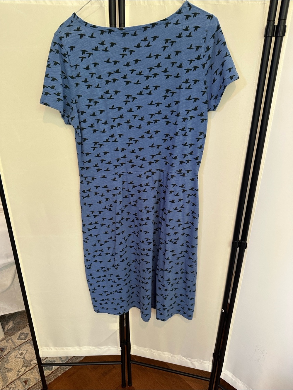 Boden Blue Short-Sleeve Bird Print Dress - Picture 4 of 4